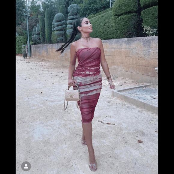 RED MARBLE TULLE CORSET MIDI DRESS ZARA MARBLE Red - Picture 5 of 16